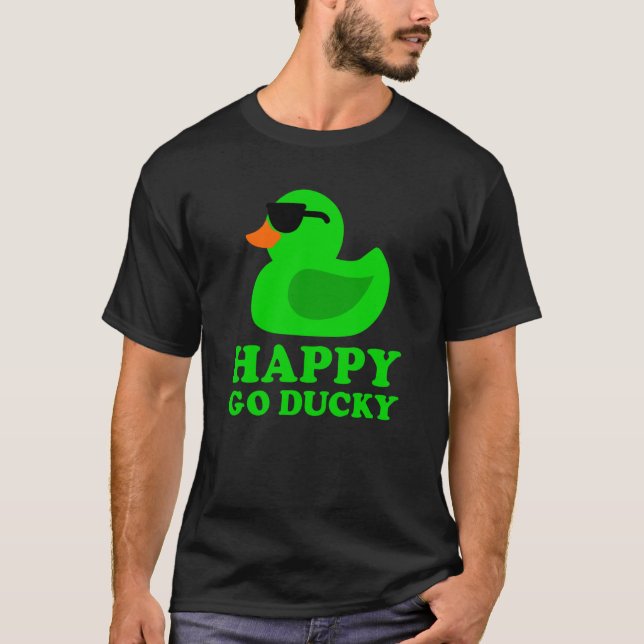 Camiseta Cute Green Rubber Duck Sunglasses Lucky Go Ducky (Frente)