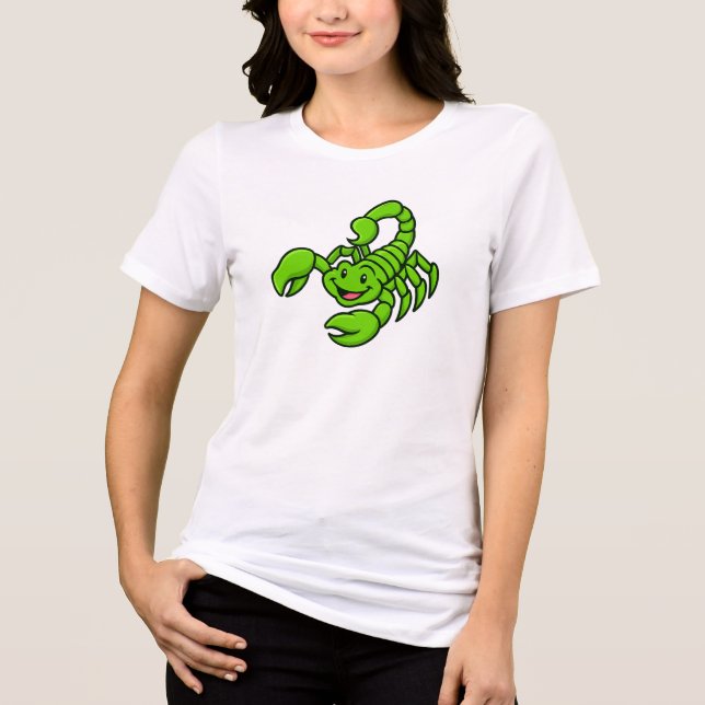 Camiseta Cute Green Scorpion | Fun Cartoon Animal (Frente)