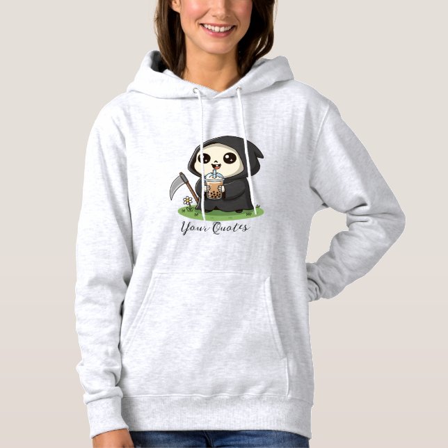 Camiseta Cute Grim Reaper Drinking Boba Tea (Frente)