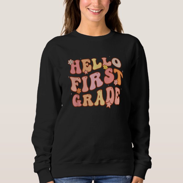 Camiseta Cute Groovy Hello 1st Grade First Day Of School Ba (Frente)