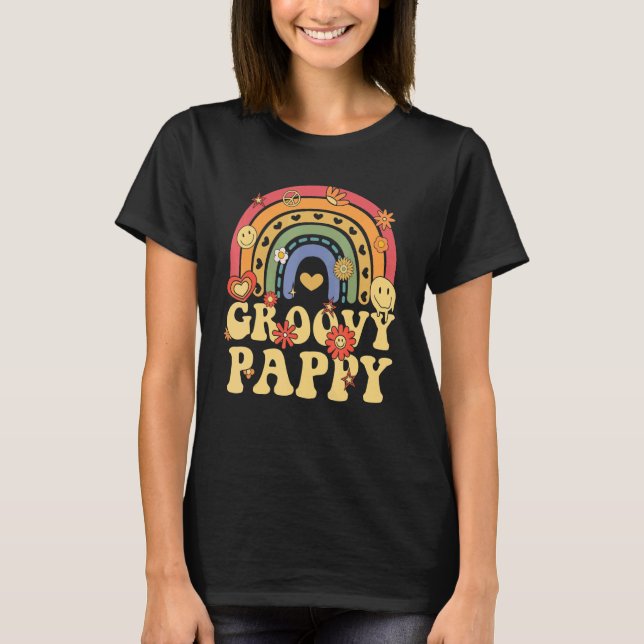 Camiseta Cute Groovy Pappy Retro Groovy Arco-Íris (Frente)