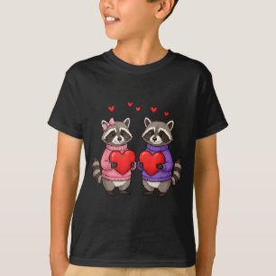 Camiseta Cute guaxinim selvagem valentine amor coração anim