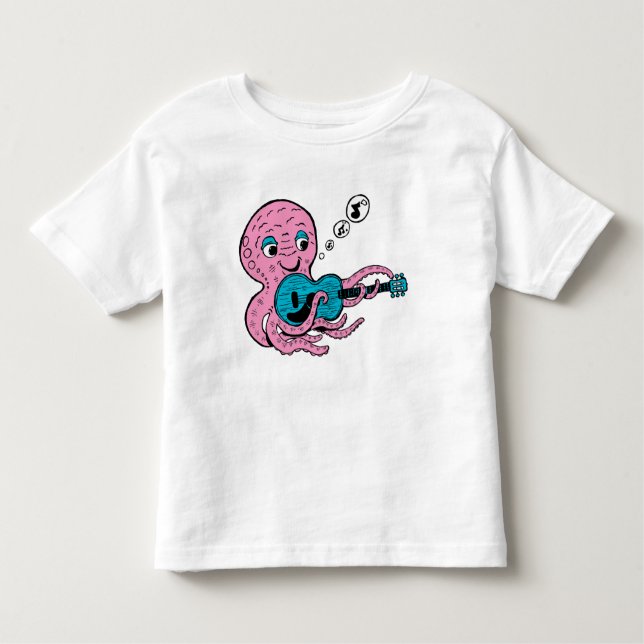 Camiseta Cute Guitar Player Octopus (Frente)