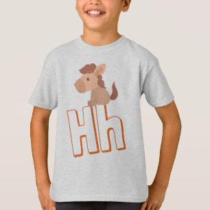 Camiseta Cute H Para Cavalos - Crianças - Alfabeto AbCD In
