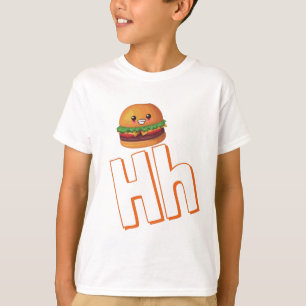 Camiseta Cute H Para Hambúrguer - Crianças - Alfabeto ABC