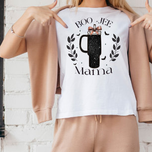 Camiseta Cute Halloween Boo-Jee Mama Faux Glitter Cute