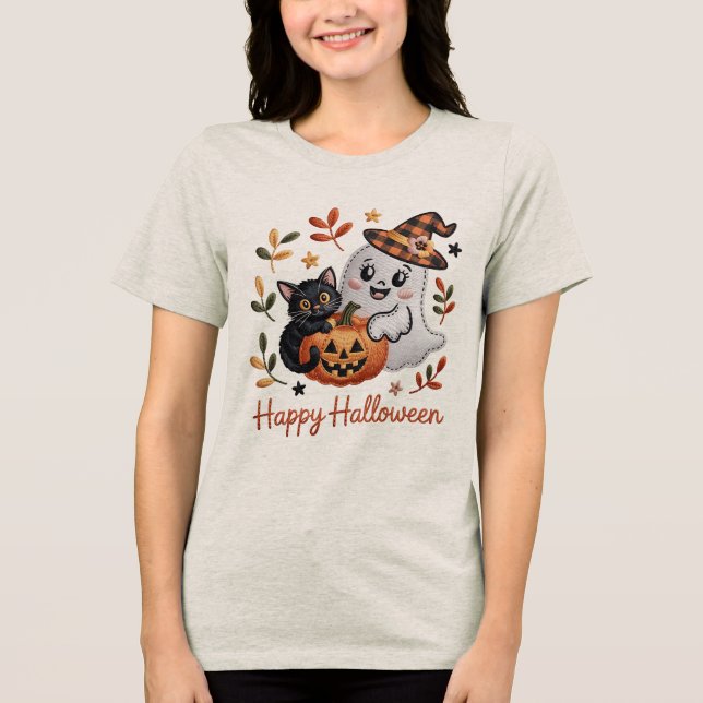 Camiseta Cute Halloween - Bordado Whimsical (Frente)