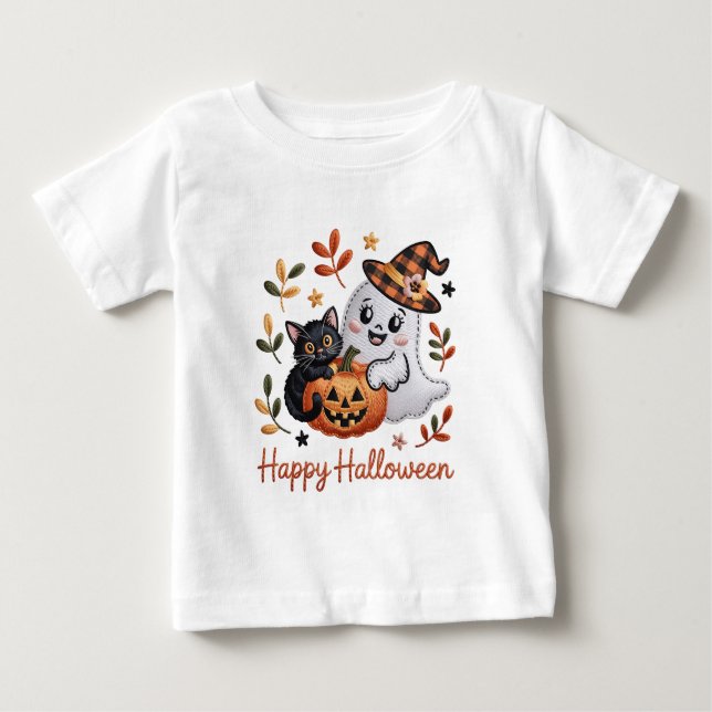 Camiseta Cute Halloween - Bordado Whimsical (Frente)
