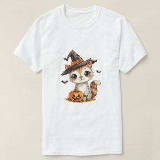 Camiseta Cute Halloween Cat with Pumpkin