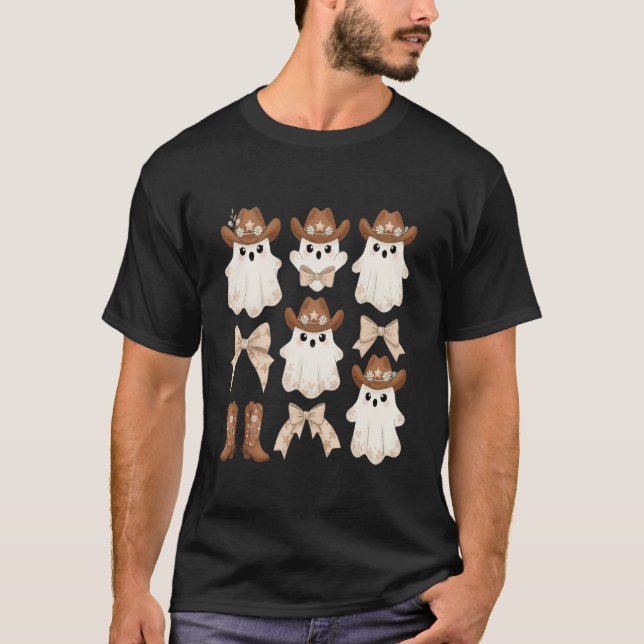Camiseta Cute Halloween Cowboy Ghost (Frente)