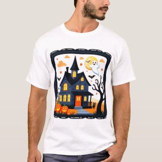 Camiseta Cute Halloween Gato Preto & Abóbora Assustadora Ro