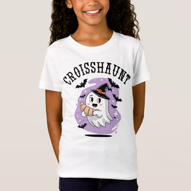 Camiseta Cute Halloween Ghost Croissant Haunting (Frente)