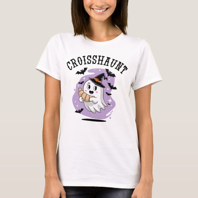 Camiseta Cute Halloween Ghost Croissant Haunting (Frente)