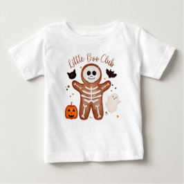 Camiseta Cute Halloween Gingerbread Esqueleto Little Boo