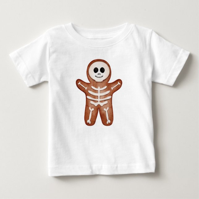 Camiseta Cute Halloween Gingerbread Skeleton Cookie (Frente)