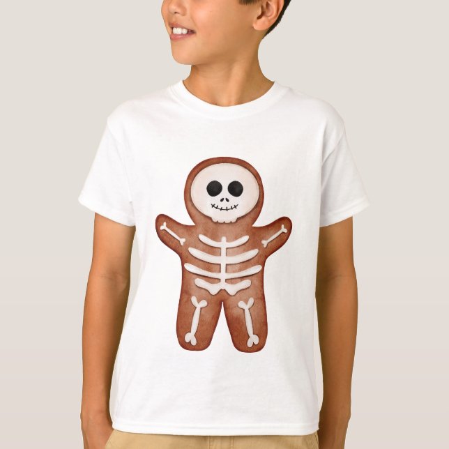 Camiseta Cute Halloween Gingerbread Skeleton Cookie (Frente)