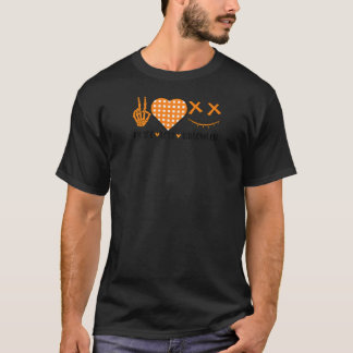 Camiseta Cute Halloween Paz Amor e Gnome Fall Meninas Crian