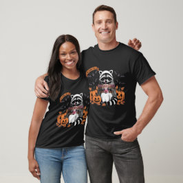 Camiseta Cute Halloween Raccoon Fantasmagórico