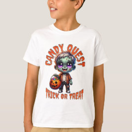 Camiseta Cute Halloween Zombie Kid Candy Quest