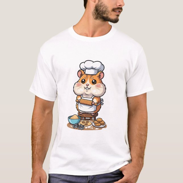 Camiseta Cute Hamster Chef Character Baking Cookies (Frente)