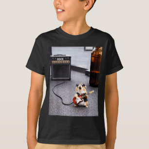 Camiseta Cute hamster roqueiro guitarra engraçada punk rock