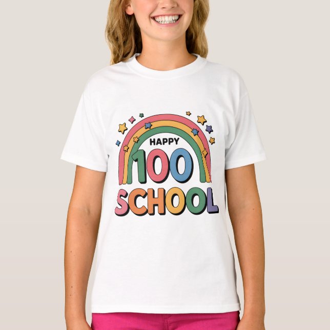 Camiseta Cute Happy 100 Days of School Tee (Frente)