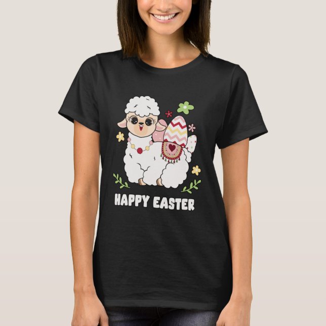 Camiseta Cute Happy Easter Day Egg Hunt Boys Girls Kids She (Frente)