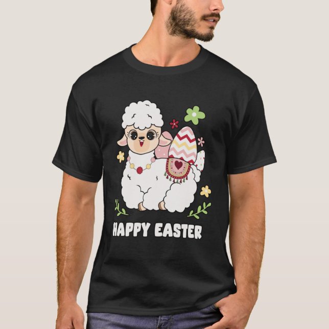 Camiseta Cute Happy Easter Day Egg Hunt Boys Girls Kids She (Frente)