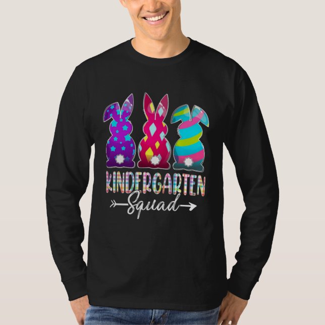 Camiseta Cute Happy Easter Kindergarten Squad Three Bunny E (Frente)