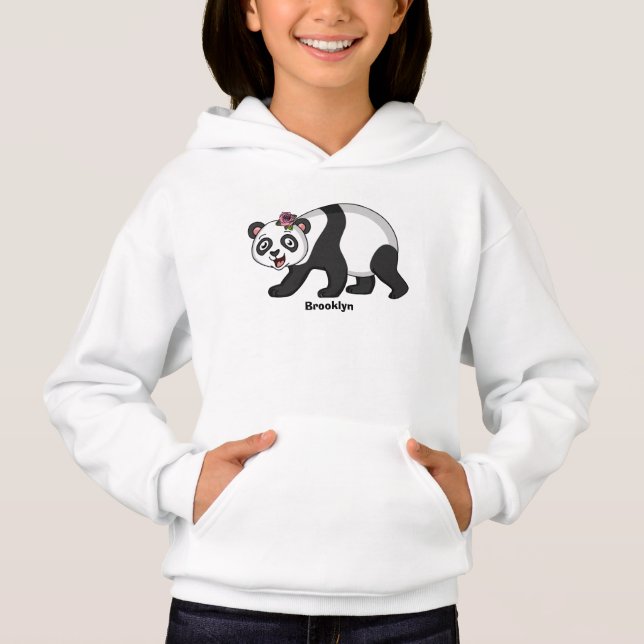 Camiseta Cute happy panda bear with flower cartoon  (Frente)