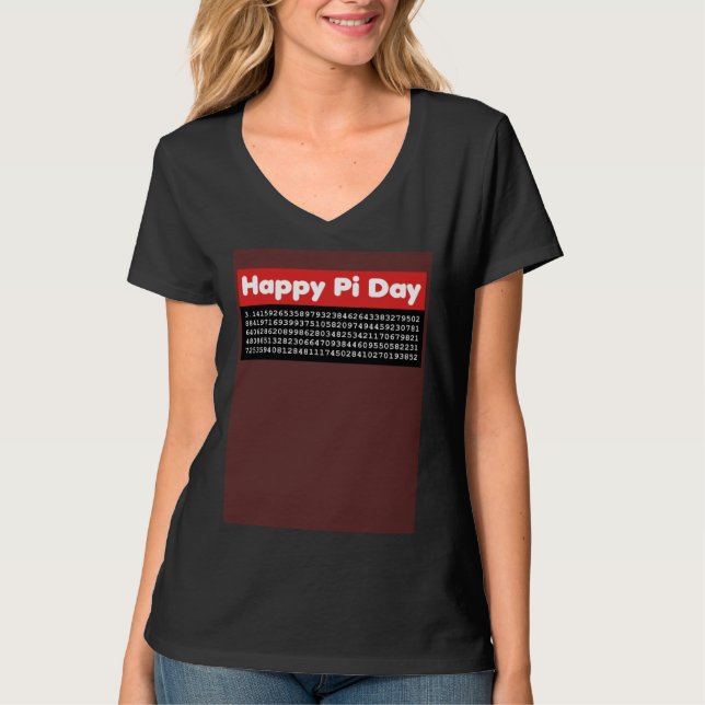 Camiseta Cute Happy Pi Day With Red Font and Numbers (Frente)