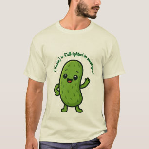 Camiseta Cute Happy Pickle Kawaii Cartoon - Personalizável 