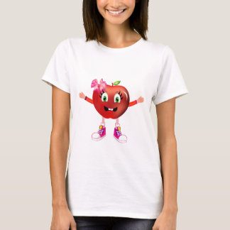Camiseta Cute Happy Red Apple Girl Cartoon Shirt