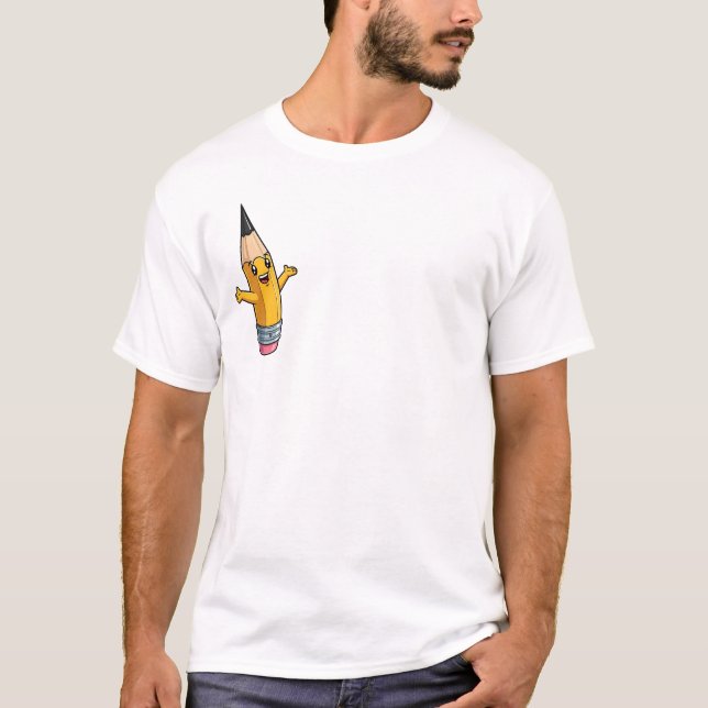 Camiseta Cute Happy Yellow Pencil Character with Open Arms  (Frente)