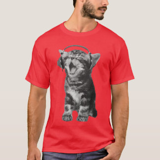 Camiseta Cute Headphones Cat Meme Funny Y2K Grunge Silly Gi