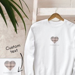 Camiseta Cute Heart Beige Scottish Tartan