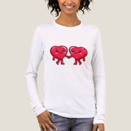 Camiseta Cute Heart Characters Holding Hands