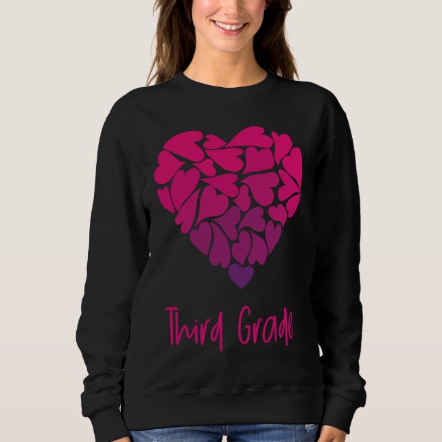 Camiseta Cute Heart Valentines Day Third Grade (Frente)