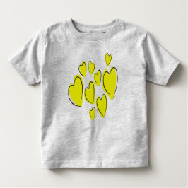 Camiseta Cute Hearts Hand Drawn Bold Yellow Romantic Doodle