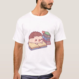 Camiseta Cute Hedgehog Lendo Um Livro