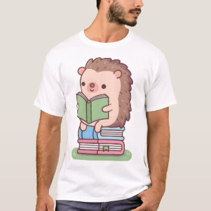 Camiseta Cute Hedgehog Lendo Um Livro