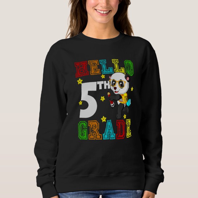 Camiseta Cute Hello Fifth Grade Teacher Student Panda Back  (Frente)