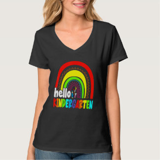 Camiseta Cute Hello Kindergarten Rainbow First Day Of Schoo