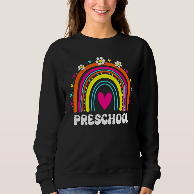 Camiseta Cute Hello Preschool Rainbow Back To School Teache (Frente)