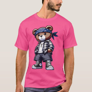 Camiseta Cute Hip Hop Teddy Bear Tshirt 90 Hip Hop West Coa