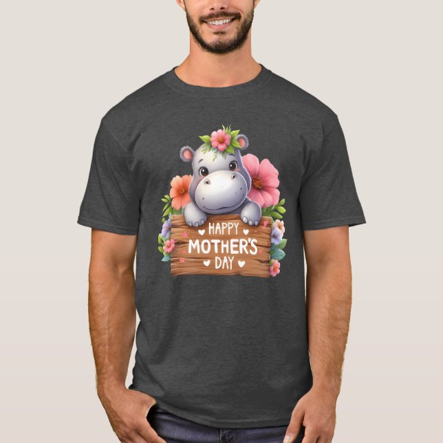 Camiseta Cute Hippo Happy Madre Day Boy (Frente)