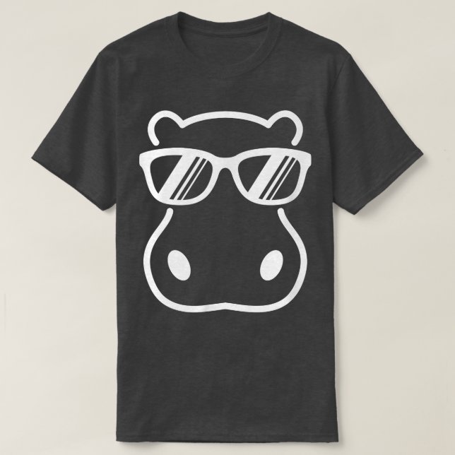 Camiseta Cute Hippopotamus Vestindo Óculos Solares Gráfico (Frente do Design)