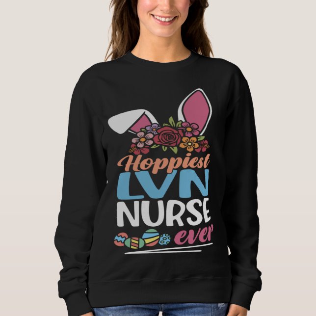 Camiseta Cute Hoppiest LVN Nurse Ever Bunny Ear Red Plaid E (Frente)