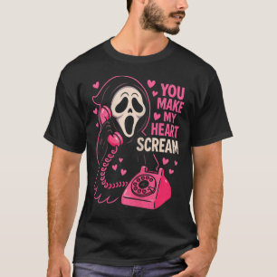 Camiseta Cute Horror Assustador Faça Meu Coração Gritar Dia