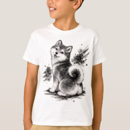Camiseta 【Cute Husky Japanese Ink Kids T-Shirt】